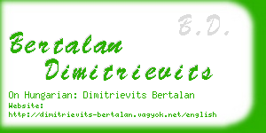 bertalan dimitrievits business card